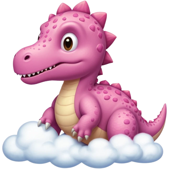 Dinosaurio rosa tierno, diciendo en una nube "Raw" emoji
