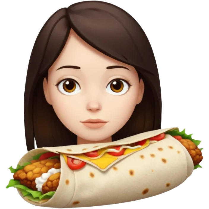Girl with DARKBROWN  hair "resting chicken burrito face" emoji