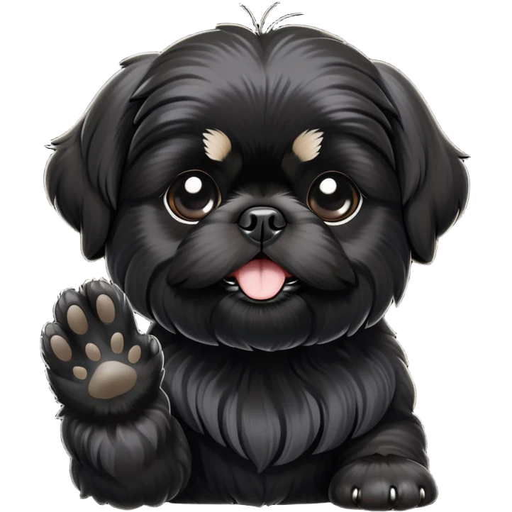 All Black shih tzu raising its paw emoji