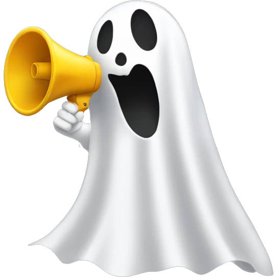 minimal ghost with megaphone emoji