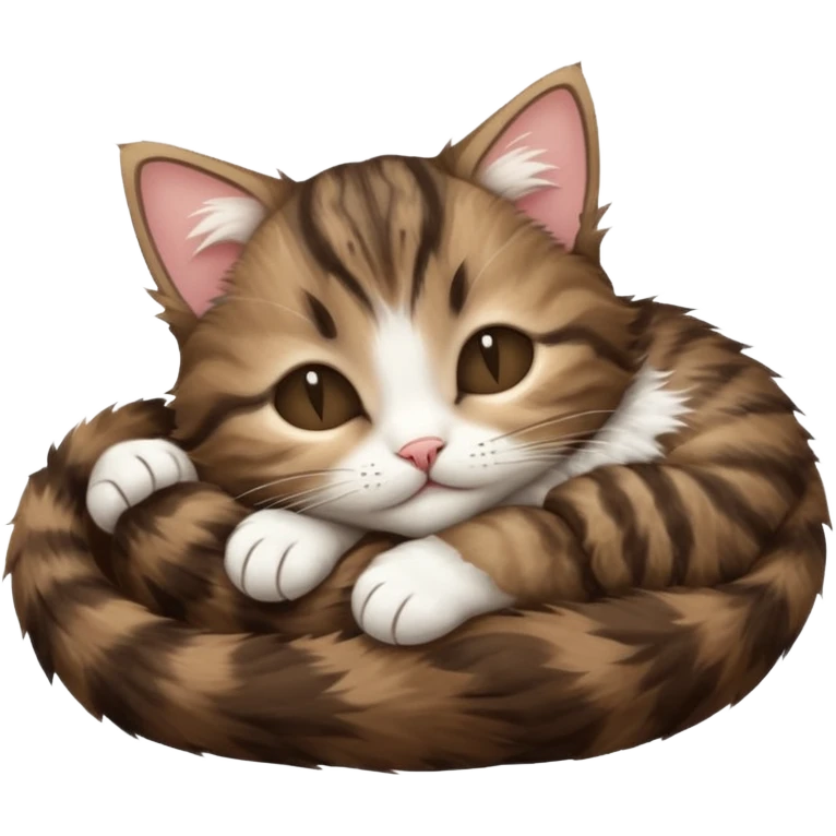 dark brown tabby and white kitten upside down sleeping emoji