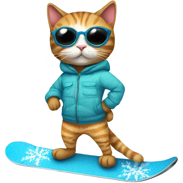 cat with pajamas on a snowboard  emoji