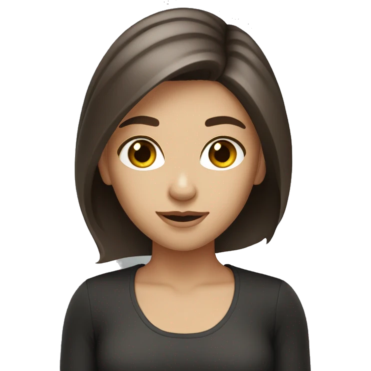 White skin, dark brown blowout hair girl emoji  emoji
