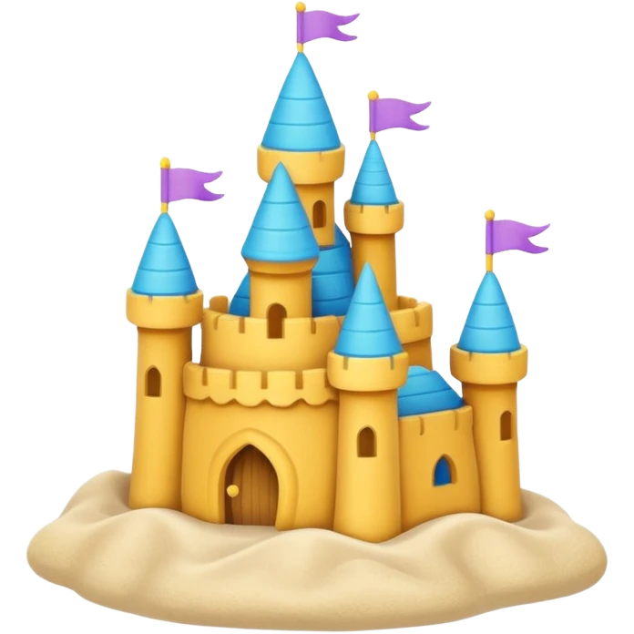 Make the plush jellycat sand castle toy more colorful with vibrant and pastel details, keep the soft plush look, no background, soft plush toy style emoji