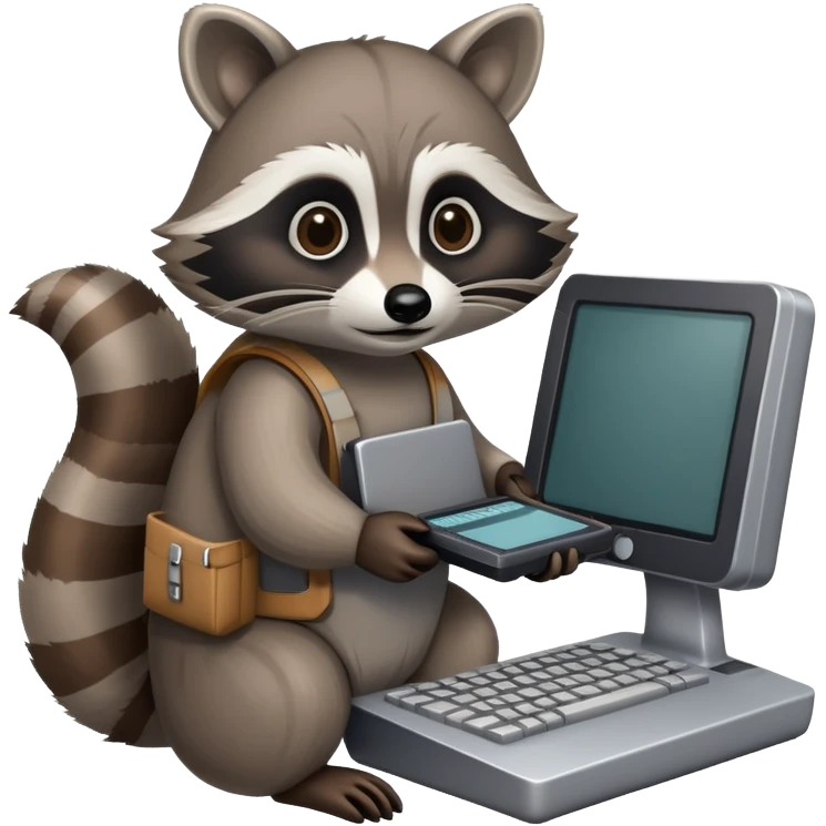 raccoon with computer terminal emoji
