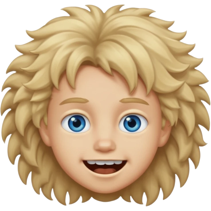 Make a dirty blonde kid with fluffy hair who’s teeth are perfect and blue eyes  emoji