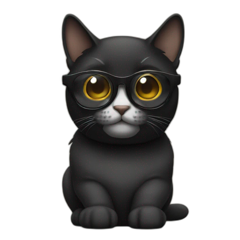 gato negro con lentes  emoji