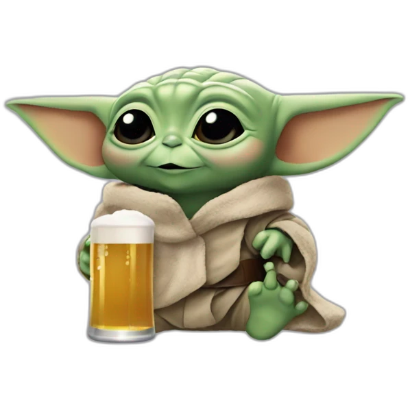 baby yoda qui bois une bière emoji