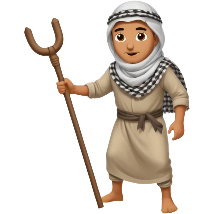 arab with stick looking for oil by banging stick in the sand emoji