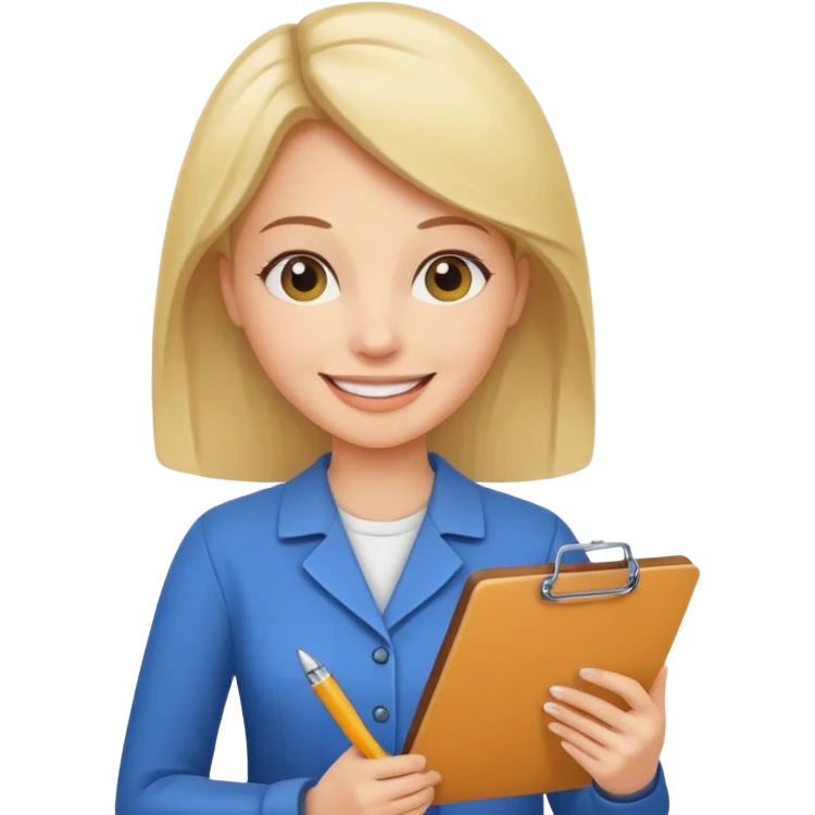 women with clipboard checking page emoji