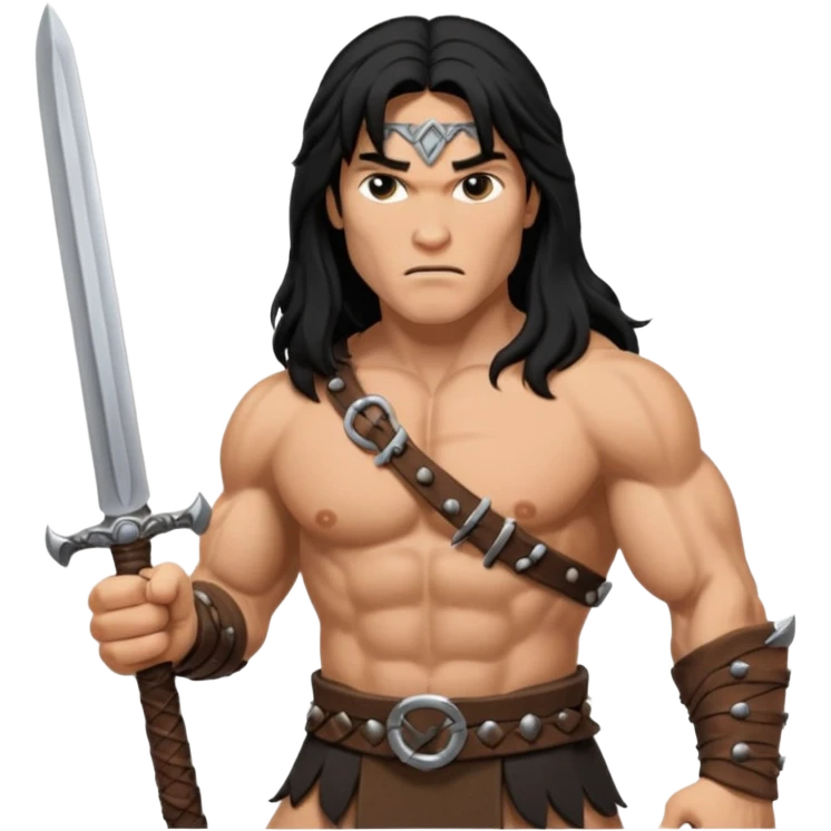 Depict man as Conan the barbarian emoji