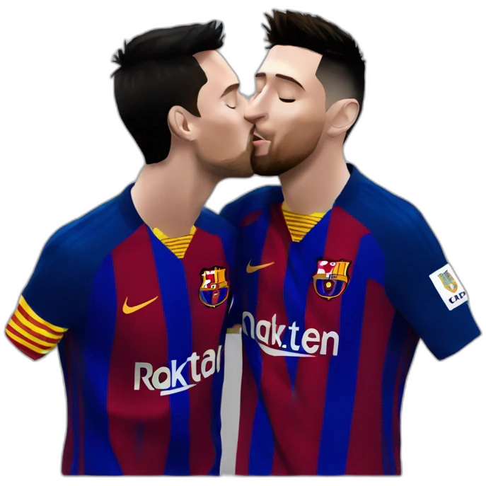 Messi kissing Ronaldo emoji