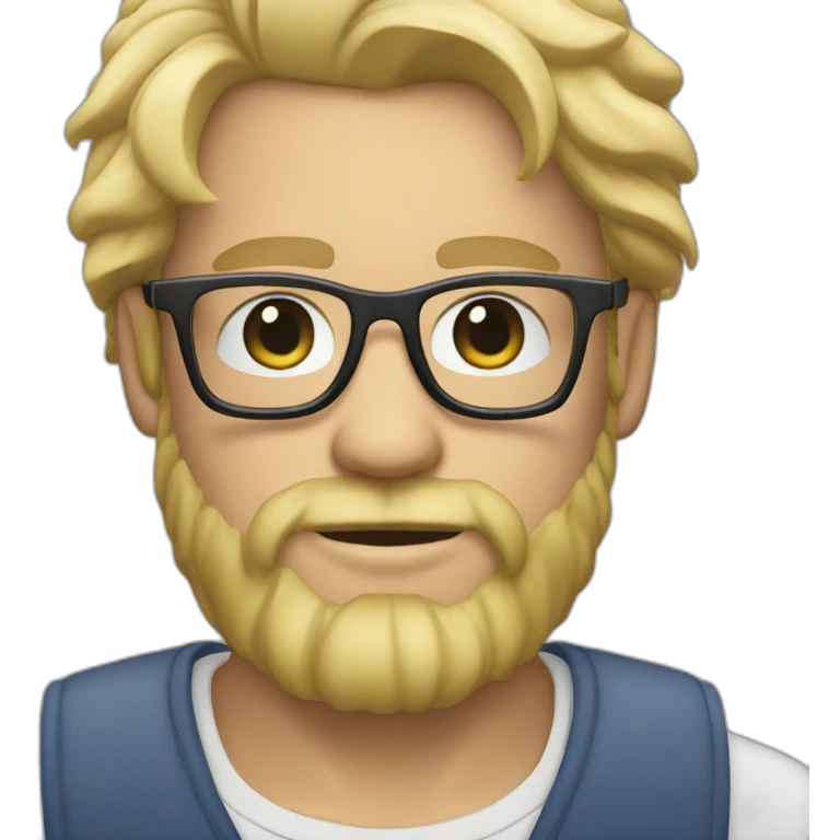 blonde bearded designer with glasses and a mac emoji