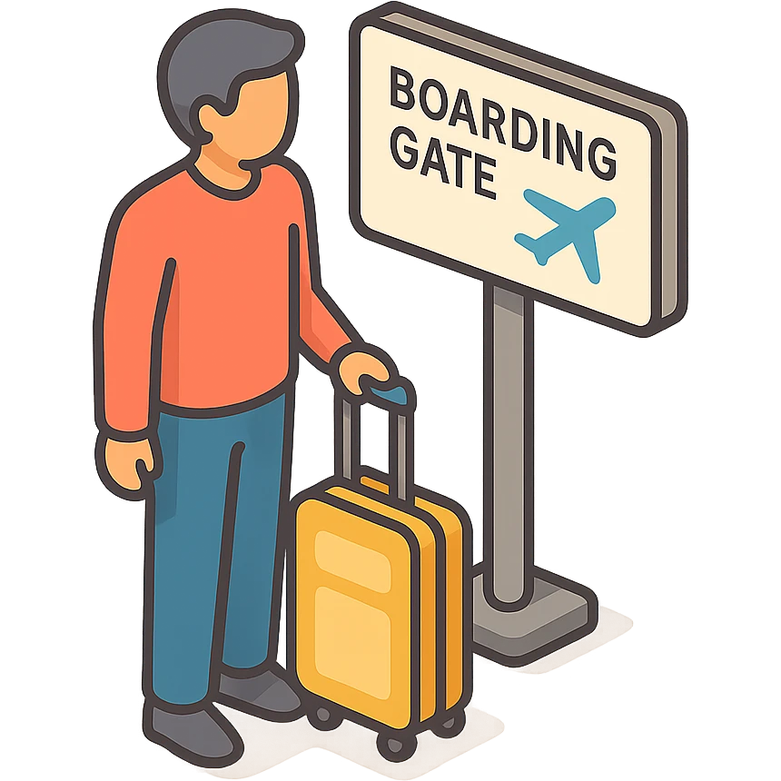 the man standing at boarding gate emoji