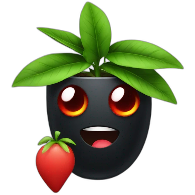 Plants black with one eye and red leaf emoji