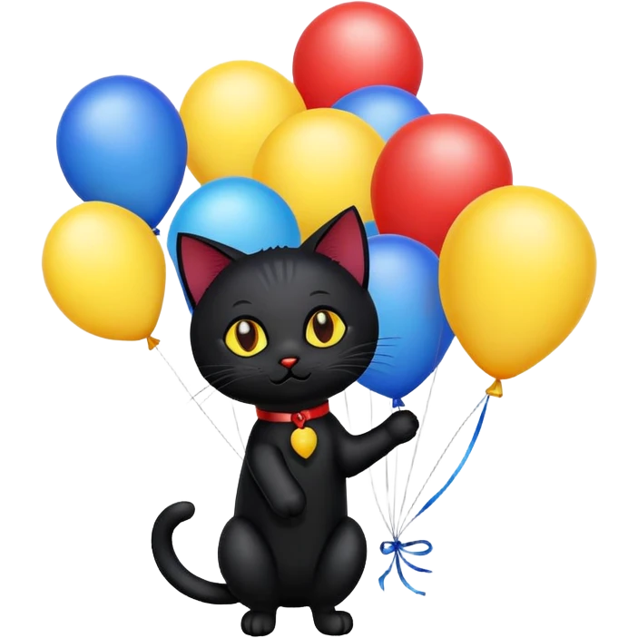 black cat balloons emoji
