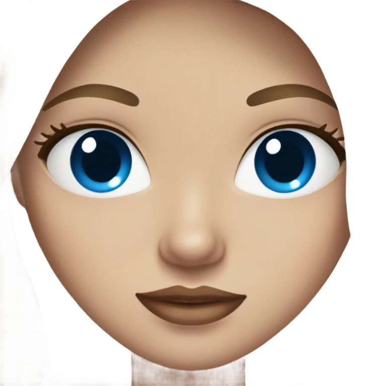 Long Brown hair white girl with blue eyes and rosy lips   emoji