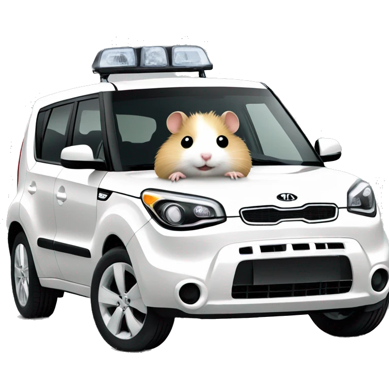 hamster driving white kia soul emoji