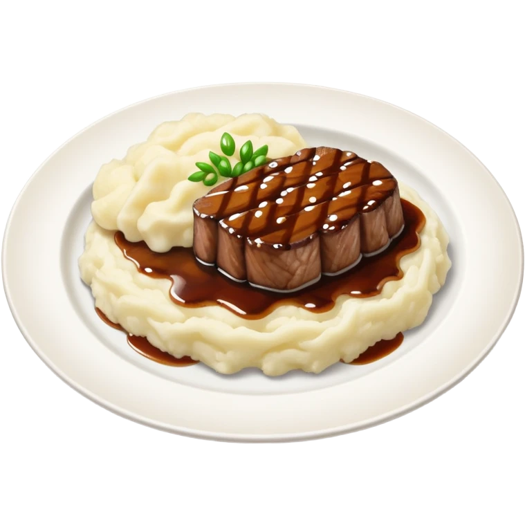 Plate of beef teriyaki and mashed potatoes  emoji