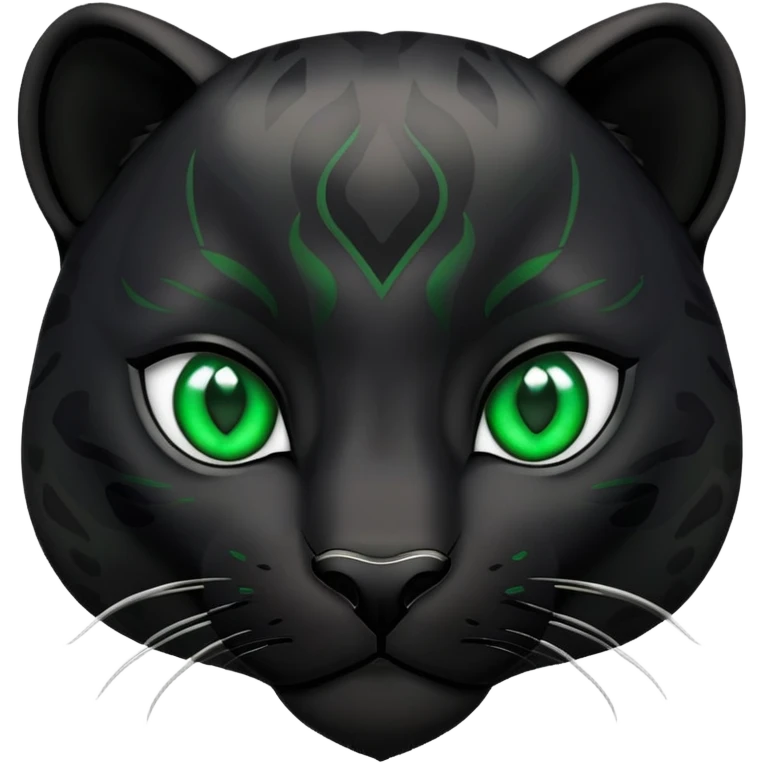 Black panther with green eyes and hearts emoji