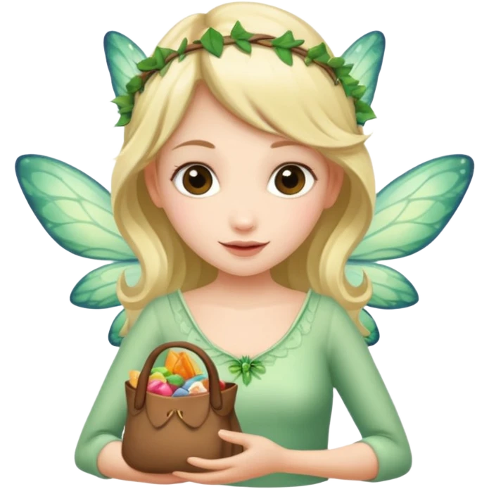 A fairy holding a bag of yoggies emoji