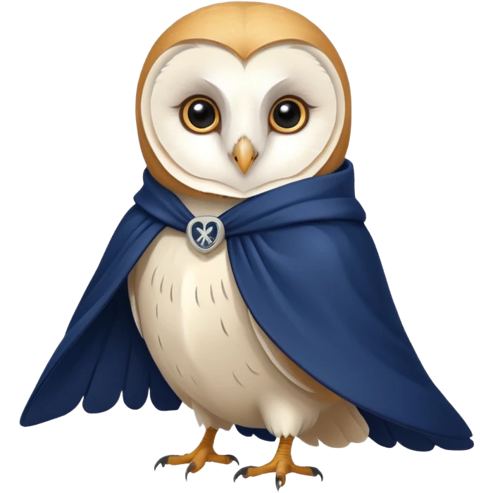 white barn owl in navy blue cloak emoji