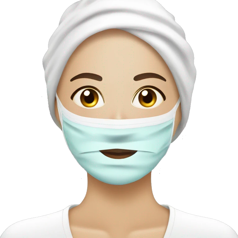 Lady with face mask spa beauty full face relaxing emoji