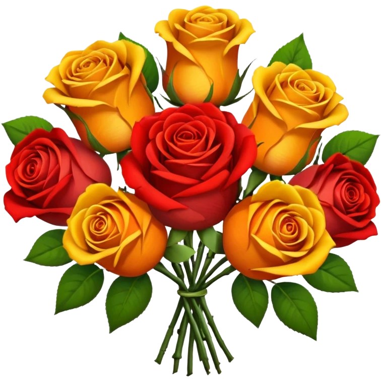 boquete of red orange and yellow roses emoji