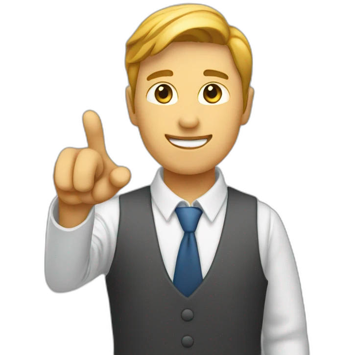 person pointing to a chart emoji