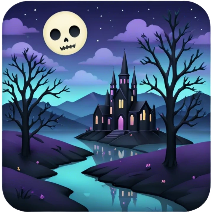 goth  eerie pastel night landscape  emoji