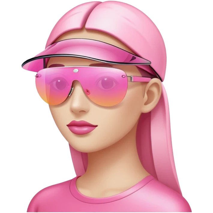 sleek pink visor sunglasses, 2000s fashion, rimless design emoji
