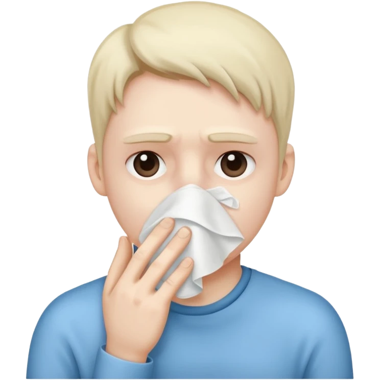 sick person with tissue on nose, and is shaking. emoji