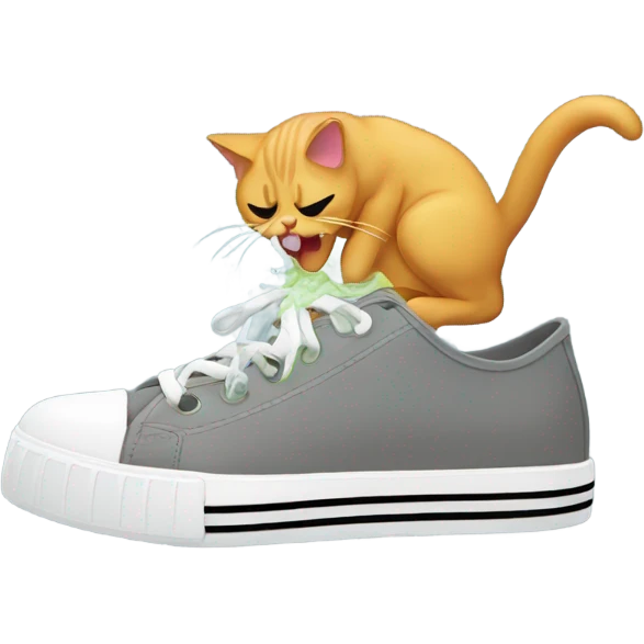 cat vomiting shoes emoji