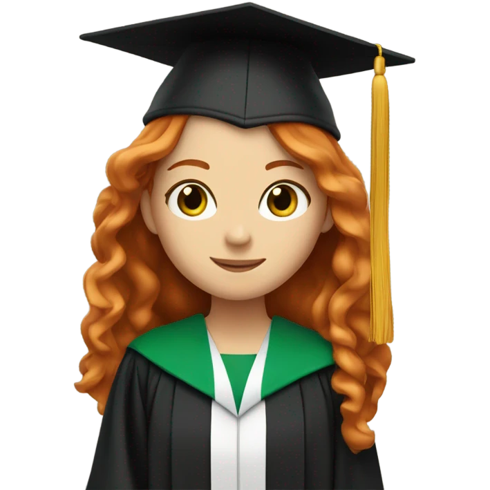Graduating ginger green eyed girl emoji