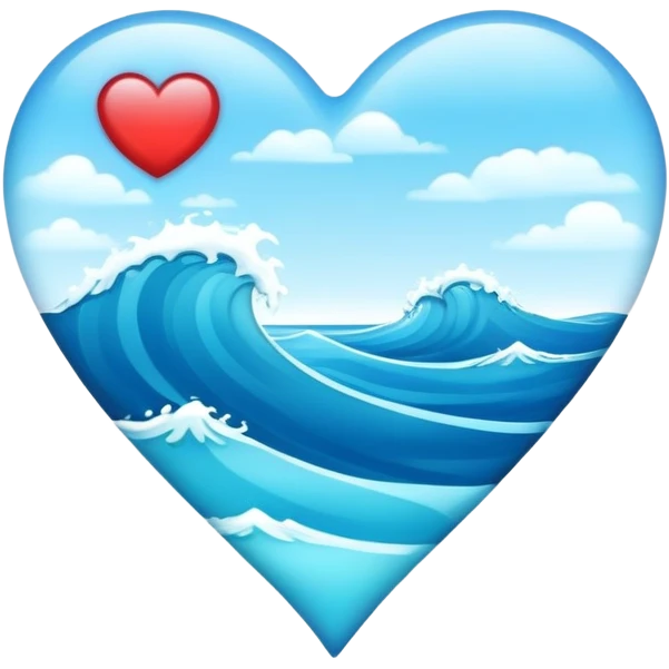 Heart with ocean inside azure waves emoji
