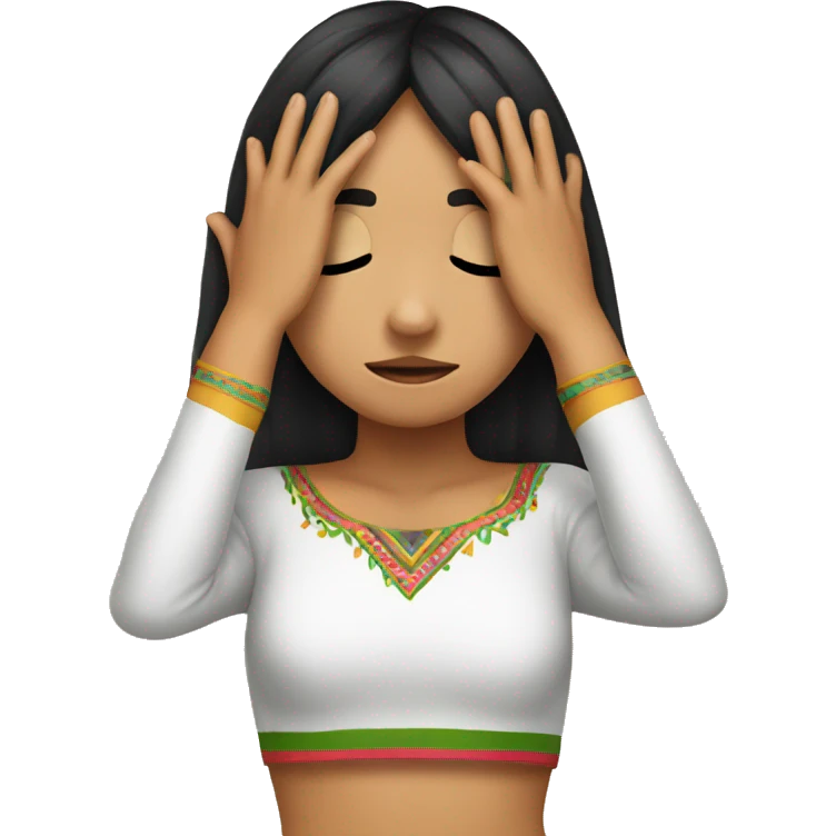 Hands covering eyes mexican girl emoji