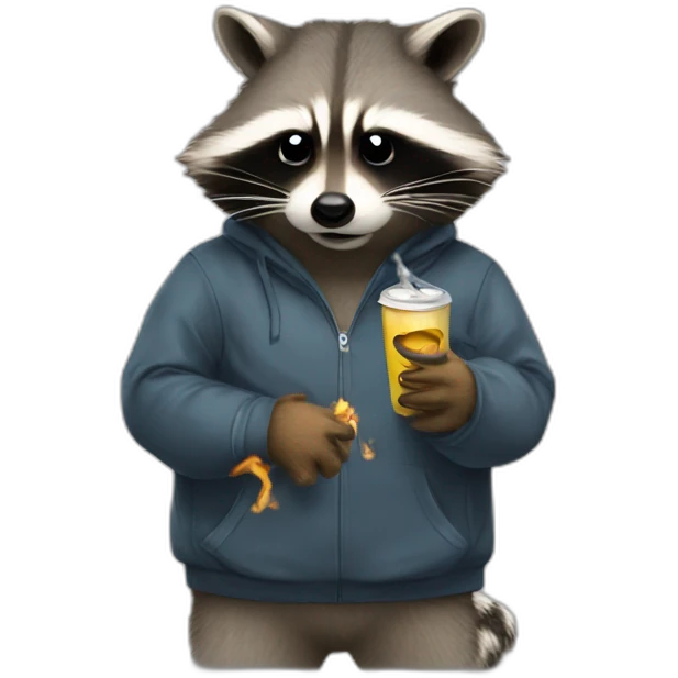 raccoon depress smoking fat join tracksuit  emoji