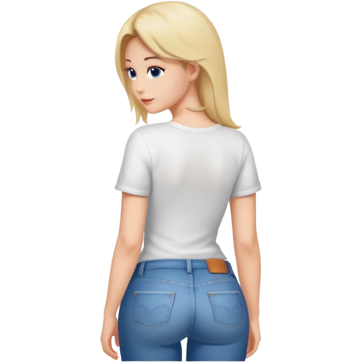 A naked girl showing her butt without pants or underwear And boobs emoji