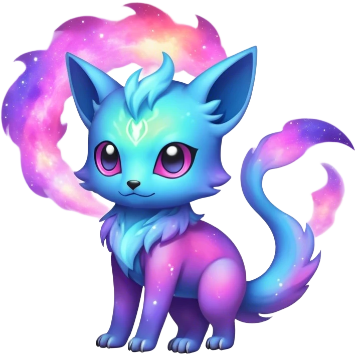 Cute cool colorful nebula fantasy animal hybrid Fakemon full body emoji