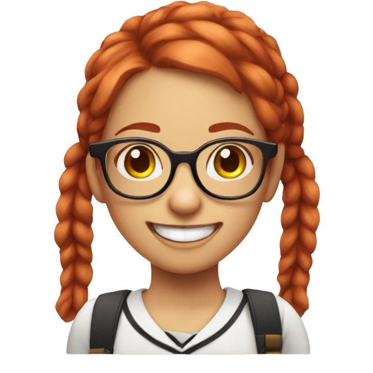 Nerd girl with glasses and buck teeth braces red hair and pigtails emoji