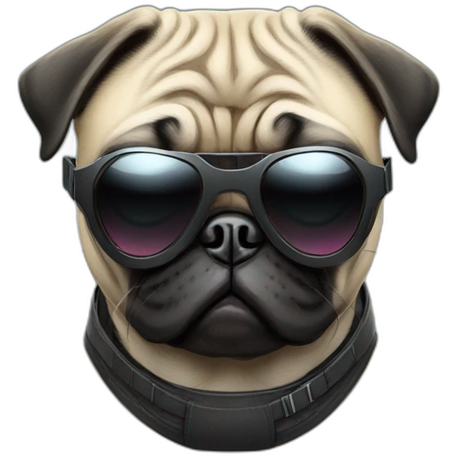 pug with black sunglasses and wearing a cyberpunk suit emoji