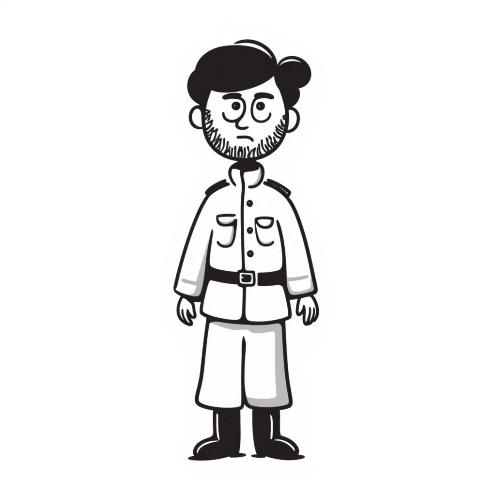 A white man with stubble in a soldier's uniform and a sad face emoji