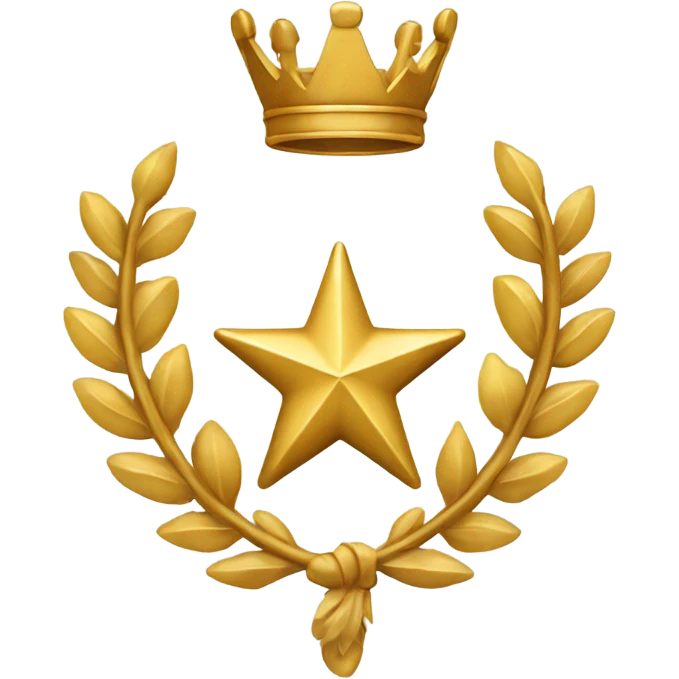 Create a powerful, gold-themed emoji representing the highest military rank, symbolizing authority, leadership, and strength. The emoji should feature a crown-like symbol, a military star, and a laurel wreath, with a regal and commanding presence. emoji