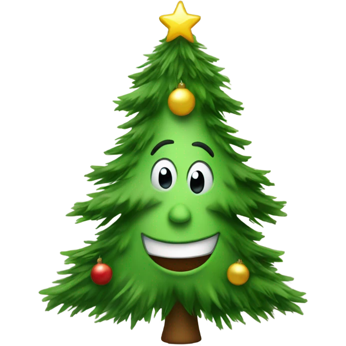 Christmas tree with happy face emoji