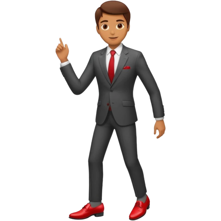 man with glasses wearing a suit and red shoes emoji