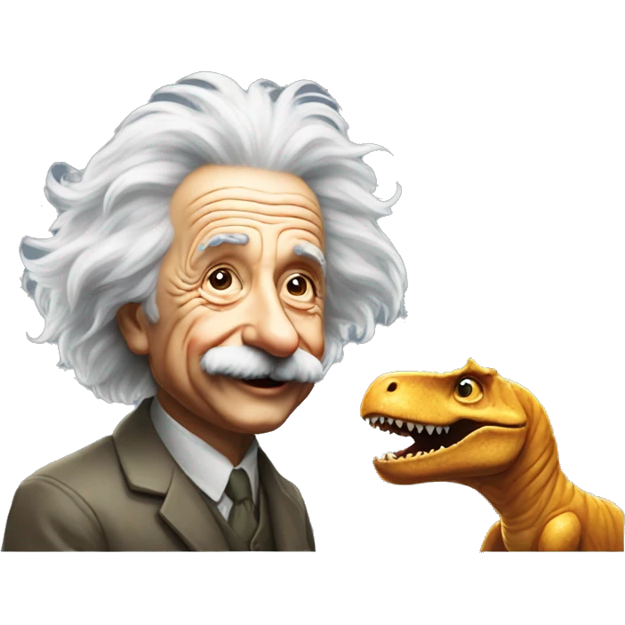 albert einstein happy with dinosour emoji