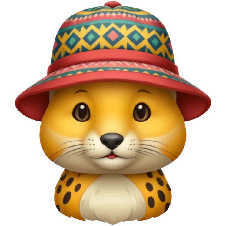animal wearing patterned hat  emoji