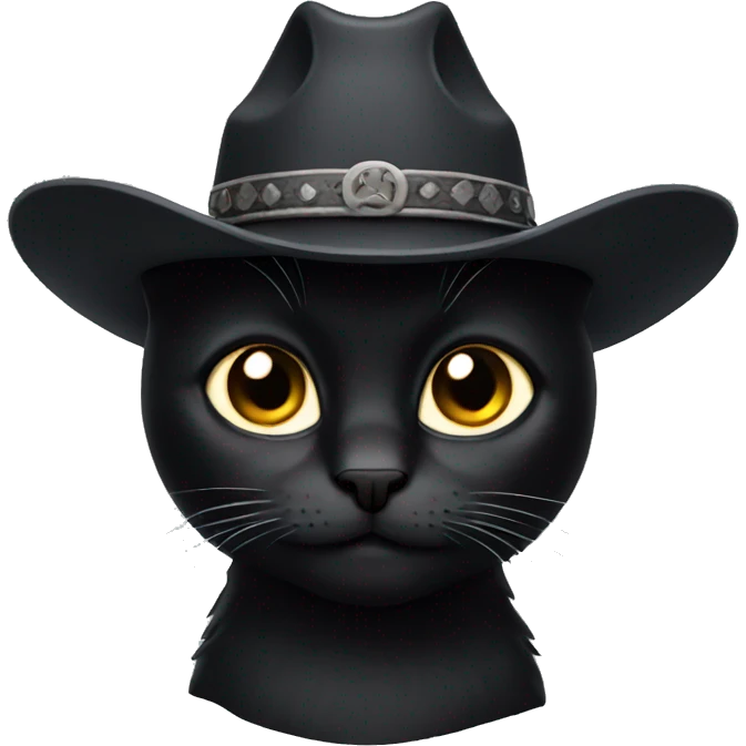 A black cat with a cowboy hat emoji