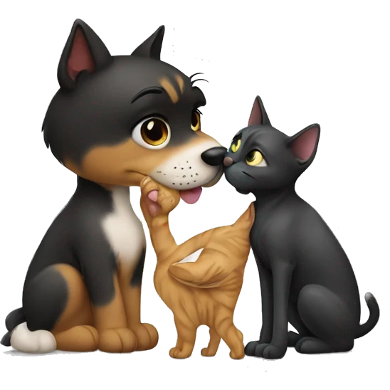 A cat kiss dog emoji