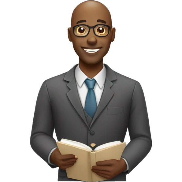 cartoon illustration of a black man bald man working as a teacher emoji